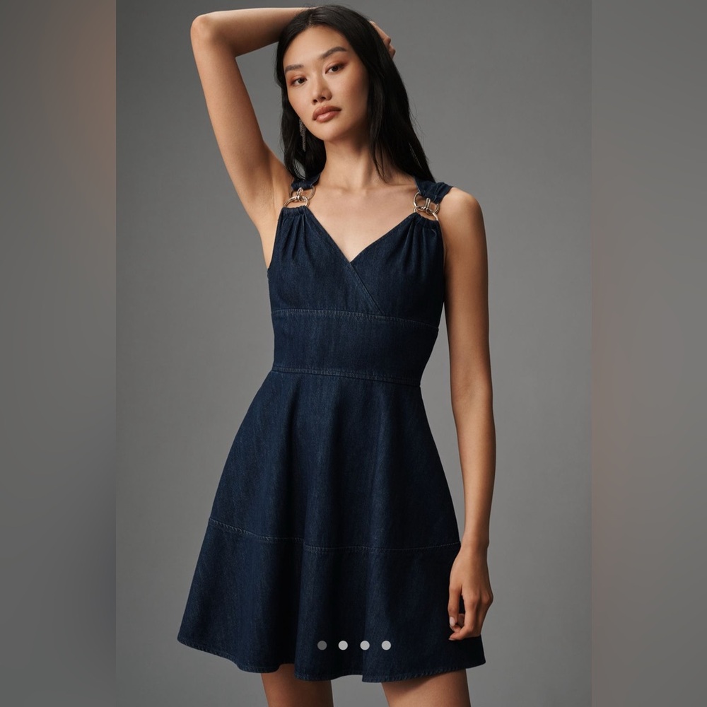 NWT Shoshana for Anthropologie Sleeveless Denim Mini Dress Size 6 Retail $395